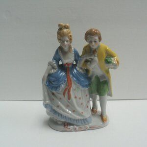 Colonial Couple Figurine Hand Painted Japan 6 1/2"